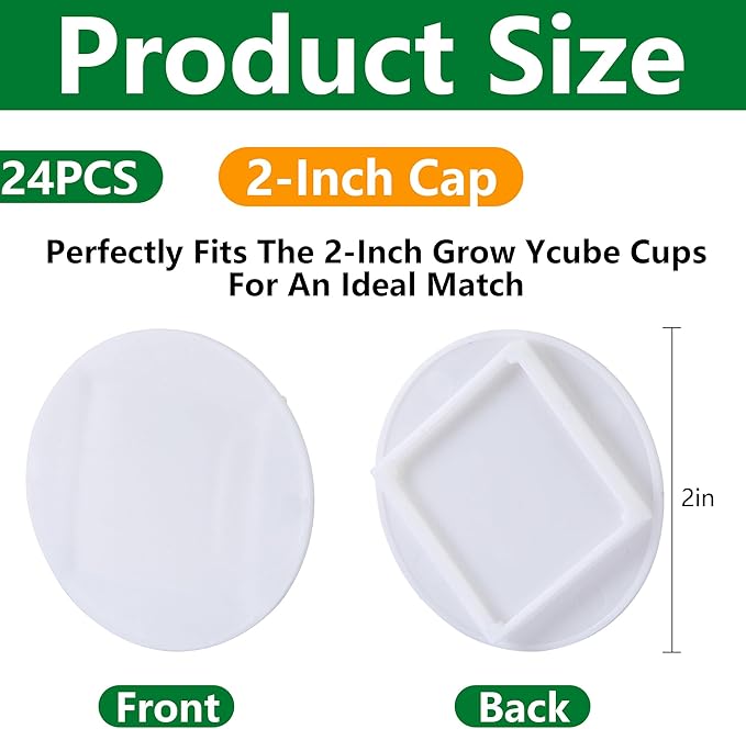 EBaokuup 24 Pcs Hydroponics yPod Caps with Colored Lables, Grow Cubes Cap Compatible with yPod, Plant Grow Pods Cover for Garden Hydroponics Growing System