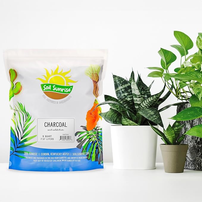 Soil Sunrise Horticultural Charcoal for Indoor Plants (8 Quarts) Hardwood Soil Additive for Orchids, Terrariums, and Gardening