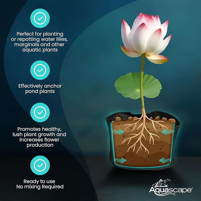 Aquascape Pond Plant Potting Media, Nutrient-Rich Aquatic Soil for Water Gardens, Supports Strong Root Growth, 215 Cubic Inches, 89002