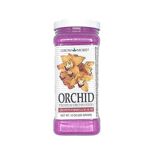 Grow More Premium Growth Formula 30-10-10 Orchid Food Fertilizer - 15oz Water Soluble, High Nitrogen Orchid Fertilizer for Robust Growth & Vibrant Blooms