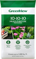GreenView Multi-Purpose Fertilizer, NPK 10-10-10; 33 lb. Bag - Plant Food Feeds Vegetables, Flowers, Trees, Shrubs, and Ornamental Gardens for up to 6 Weeks - Covers up to 3,300 sq.ft.