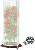 1 Pack Square Tomato Cage with Plant Cover Net 47'' Tall Plant Support Structures for Vegetables Large Climbing Plants Trellis Stakes for Garden, Pots, Raised Garden Bed Outdoor Supplies