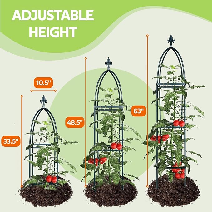 100% Metal Obelisk Trellis for Climbing Plants Outdoor & Indoor - Powder-Coated Thicken Steel Towering Plant Support - Weather-Proof Garden Trellis for Climbing Vine, Vegetables & Flowers