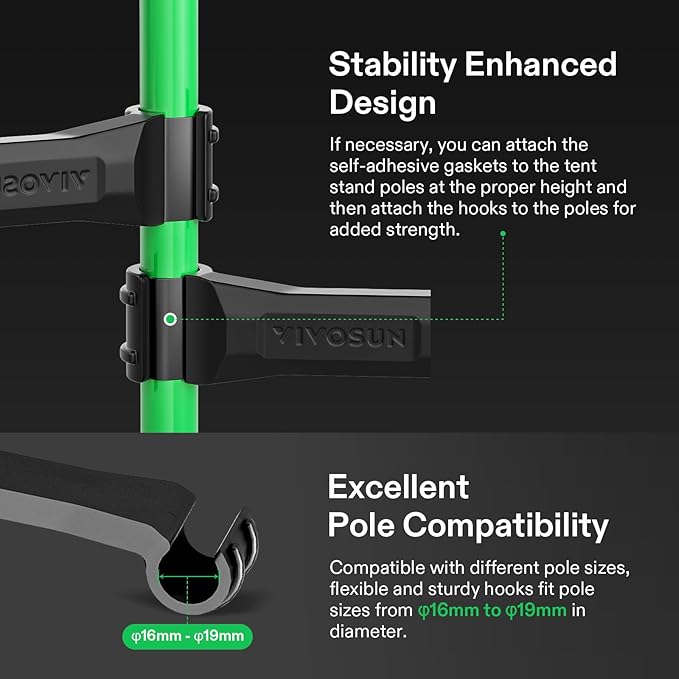 VIVOSUN Grow Tent High CFM Kit, Green Pole Range of 24"-48", Suitable for 2'x2', 3'x3', 4'x2' and 4'x4' Grow Tent, 4-Pack