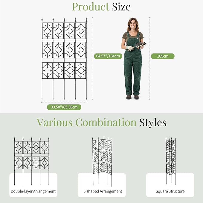 Housolution 64.57×33.58in Garden Trellis for Climbing Plants Outdoor, Plant Trellis Frame with Plastic Coated Iron Tubes for Vines Flowers Vegetable, Plant Climbing Frame Indoor Outdoor