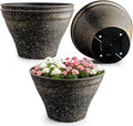 15.7 Inch Plant Pots 4 Pack, Large Planter Pots for Plants Indoor Outdoor, Sturdy Plastic Flower Pots with Drainage Hole, Retro Decorative Garden Pots, Plant Containers for House, Black