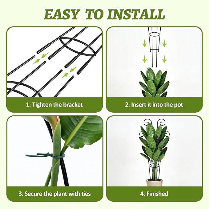 Plant Trellis 2 Pack Plant Trellis Indoor 29.96 in Expandable Metal Garden Trellis for Climbing Plants Sturdy Houseplant Support for Potted Plants with Ties Support for Ivy Pothos Hoya