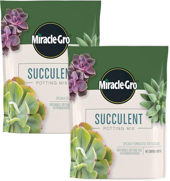 Miracle-Gro Succulent Potting Mix - Potting Soil Mix for Indoor Succulents, Aloe Vera and More, Made with Miracle-Gro Plant Food, 4 qt. (2-pack)