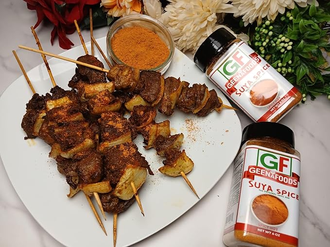 Geenafoods Suya pepper, African( Nigerian & Ghanaian)-Inspired Seasoning pepper Blend for Beef and Steak Grilling . HerbMix with a Unique Spicy Sweet Flavor for seasoning your Chicken , Meat, BBQ, Soups, Stews and More.
