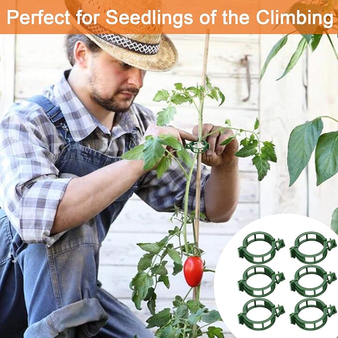 Tomato Clips for Climbing Plants, 100 Pcs Reusable Plastic Tomato Clips Clear, Tomato Trellis Clips for Plants Support, Secured Plastic Plant Clip for Tomatoes Vines Climbing Supplies