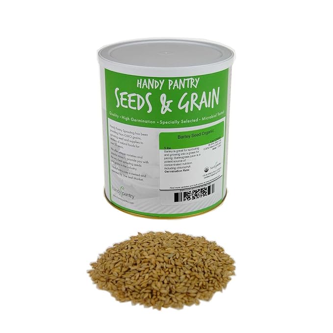 Organic Barley Seeds -4.5 Lbs - Whole (Hull Intact) Barleygrass Seed - Ornamental Barley Grass, Juicing - Grain for Beer Making, Emergency Food Storage & More