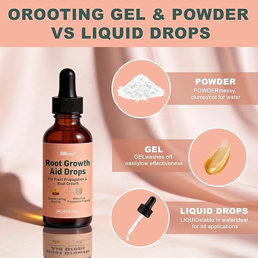 Root Drops - Liquid Rooting Hormone - Fast Growth for Cuttings | Less Shock in Water/Soil/LECA/Moss | Fits Pothos, Monstera, Philodendron & All Houseplants (4 oz) (1)