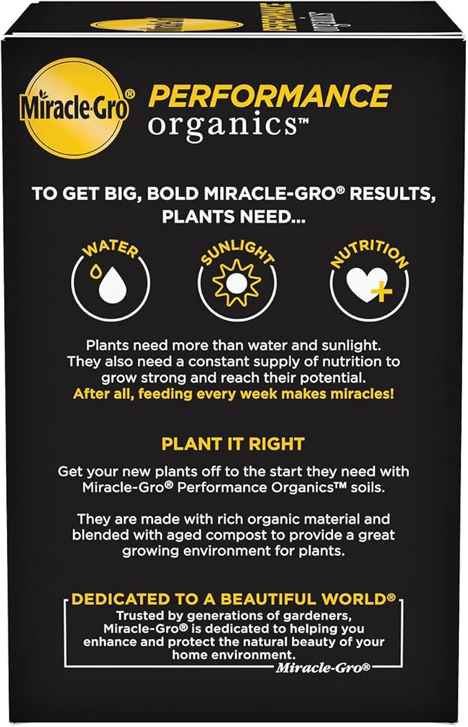 Miracle-Gro Performance Organics All Purpose Plant Nutrition, 1 lb. - All Natural Plant Food For Vegetables, Flowers and Herbs - Apply Every 7 Days For Best Results - Feeds up to 200 sq. ft.