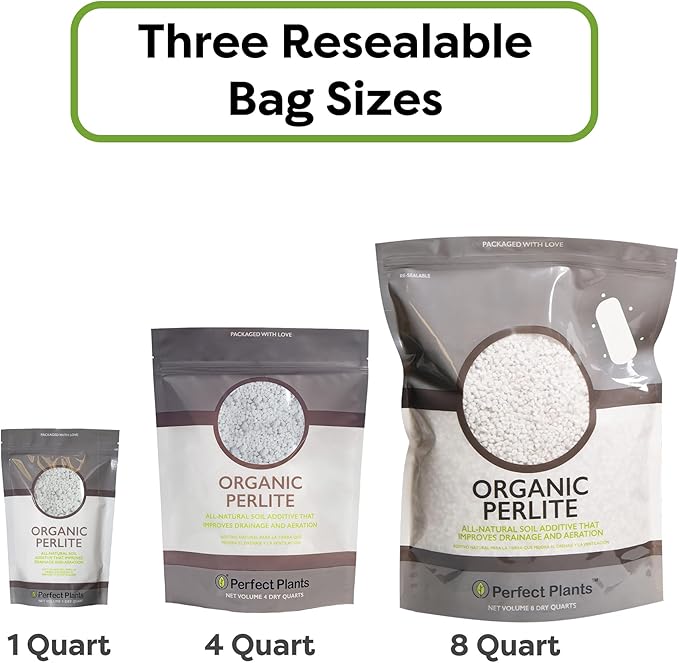 Organic Perlite by Perfect Plants — Add to Soil for Indoor & Outdoor Container Plants for Drainage Management and Enhanced Growth (4qts.)