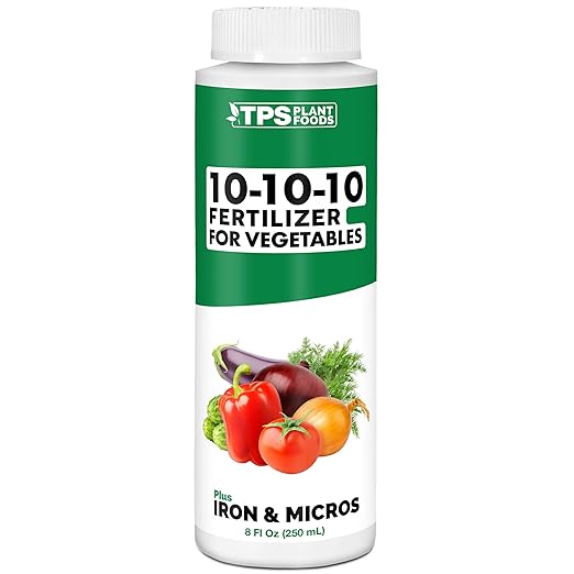 10-10-10 Fertilizer for Vegetables – Liquid Plant Food with Iron & Micronutrients for Balanced Nutrition, Strong Roots & Healthy Harvests, 8 oz