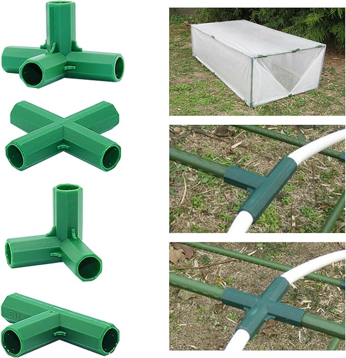 12PCS Fitting 16MM 4 Types Stable Support Heavy Duty Greenhouse Frame Building Connector Suitable for Grape Trellis Sunscreen Shed Gardening