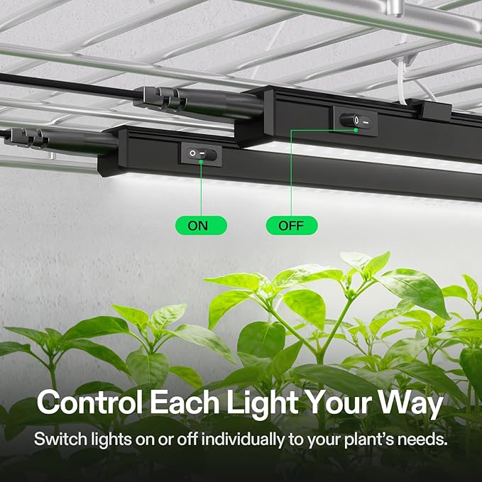 VIVOSUN T5 Grow Lights for Indoor Plants, 5000K Full Spectrum 56W (8 x 7W), 1FT LED Plant Light Strip with Timer & Dimming Controller for Seed Starting, Hydroponics, SGS Compatible, Linkable, 8-Pack