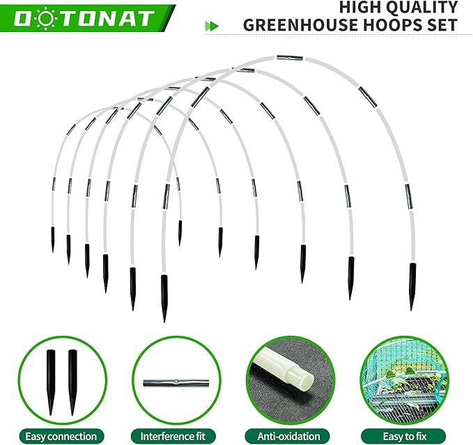 8FT Garden Hoops Grow Tunnel Kit - Rust-Free Fiberglass Frame for Raised Beds, 36pcs - DIY Plant Support for Garden Netting, Vegetable Garden Hoops Kit, Row Covers, and Greenhouse Protection