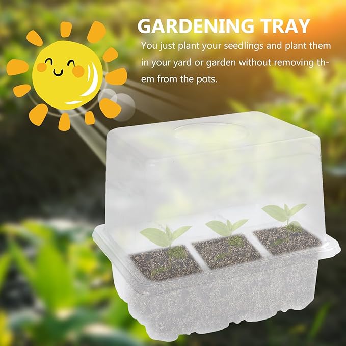 Yardwe 3pcs Plant Germination Boxes with 6 Holes, Thickened and Heightened Nursery Trays for Seedling Growth, Moisture and Heat Retention Planting Supplies for Garden and Greenhouse Use