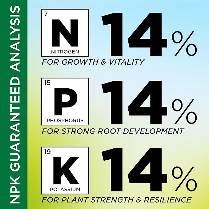 GreenView Multi-Purpose Fertilizer, NPK 14-14-14; 15 lb. Bag - Plant Food Feeds Vegetables, Flowers, Trees and shrubs for up to 4 Months - Covers up to 1,050 sq. ft.