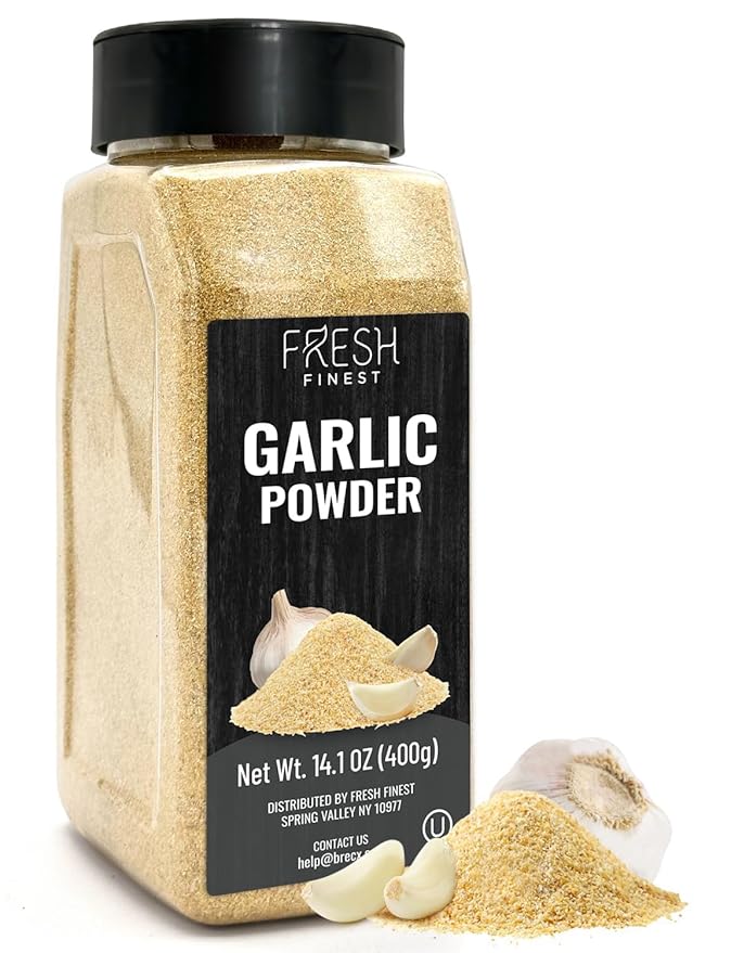 Fresh Finest Premium Garlic Powder - 14.1oz Bottle - 100% Pure, Non-GMO, Gluten-Free, Ground Garlic Spice for Cooking