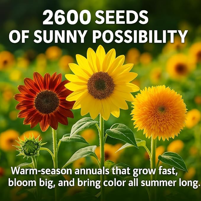 NatureZ Edge 2600+ Sunflower Seeds for Planting Bulk Variety Pack, Get More Sunflower Seeds to Plant, from Dwarf Sunflowers to Giant Sunflower Seeds, Includes Mammoth Sunflower Seeds, Non-GMO