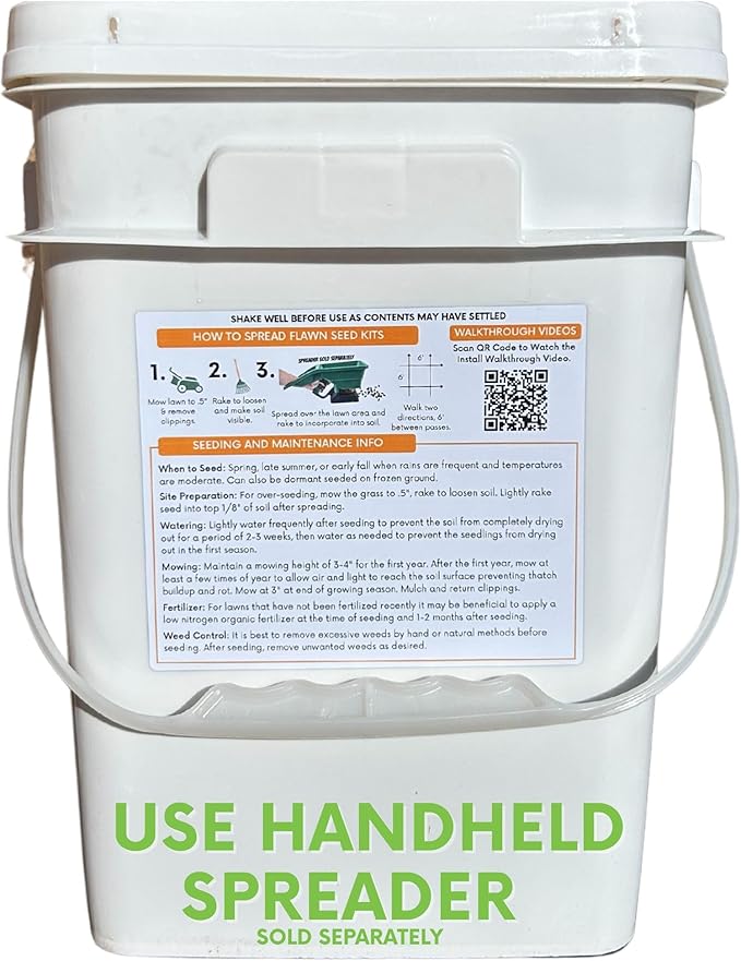 Flawn Seed Kits Micro Clover Seed + Mow Less Fine Fescue Grass, Up to 4,000 Sqft, Low Maintenance, Eco-Lawn, Pail with Handle