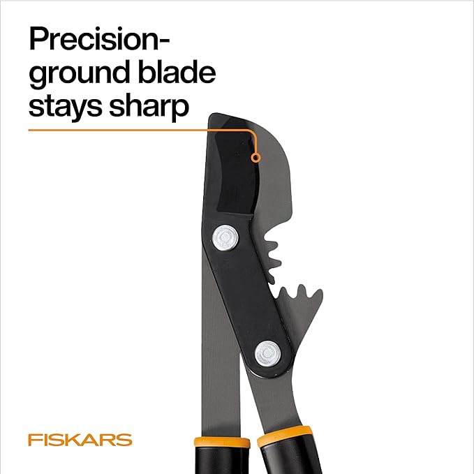 Fiskars 32" PowerGear Bypass Loppers, Patented Mechanism Multiplies Force to Reduce Strain, Heavy-Duty Precision-Ground Steel Blade for Living Growth, Trims Tree Branches up to 2" Diameter