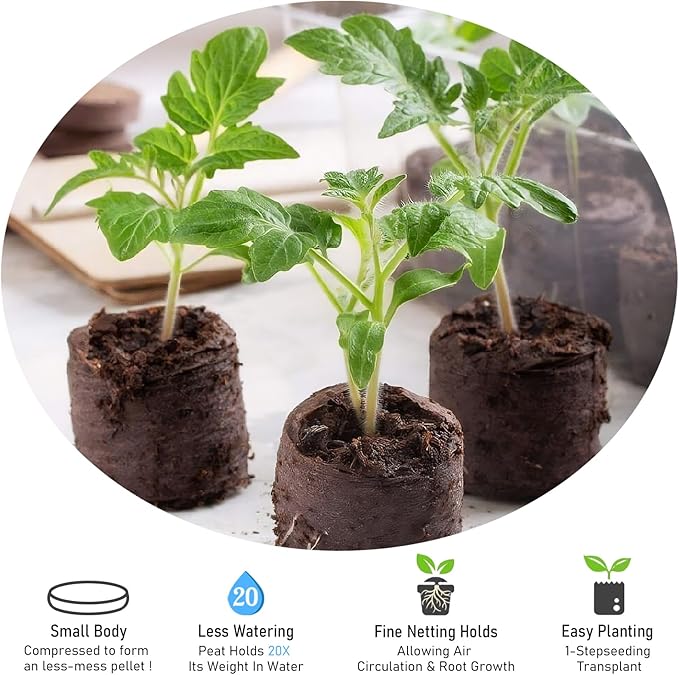 Legigo 200 Pcs 36mm Seed Starter Peat Pellets Pods for Seedlings- Compressed Seed Starting Pellets Seed Starter Pods Plugs Soil Peat Pods for Starting Seeds, Garden Planting Herb Flower Vegetables