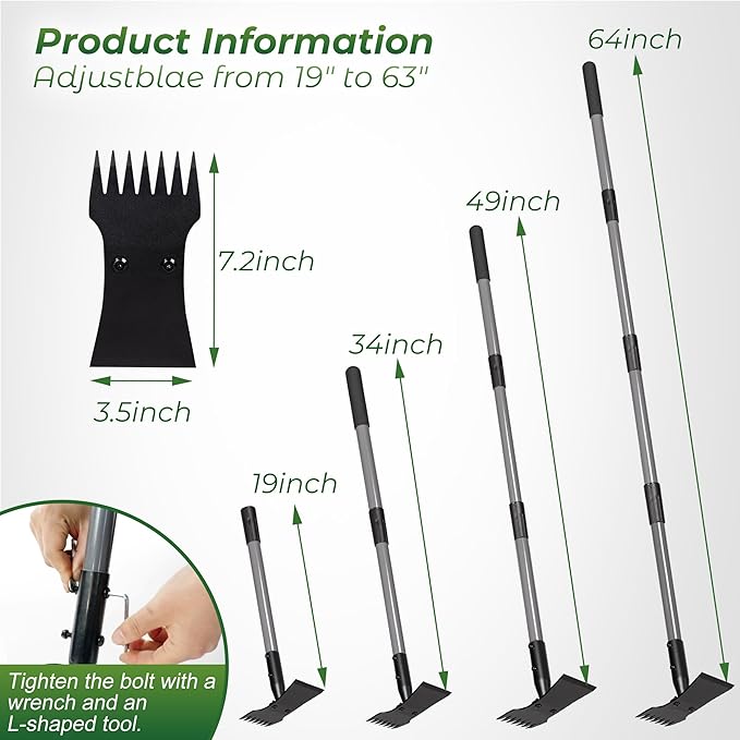 Walensee Garden Weeder Tool – Manual Weed Puller & Uprooting Weeding Tool with Weed Rake, Long Handle Grass Remover for Easy Weed Removal, Ideal Gardening Weeding Tool & Garden Hoe for Weeding