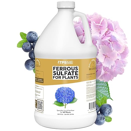 Ferrous Sulfate for Plants – Liquid Iron Supplement for Greener Leaves, Improved Chlorophyll Production & Reduced Yellowing, 1 Gallon