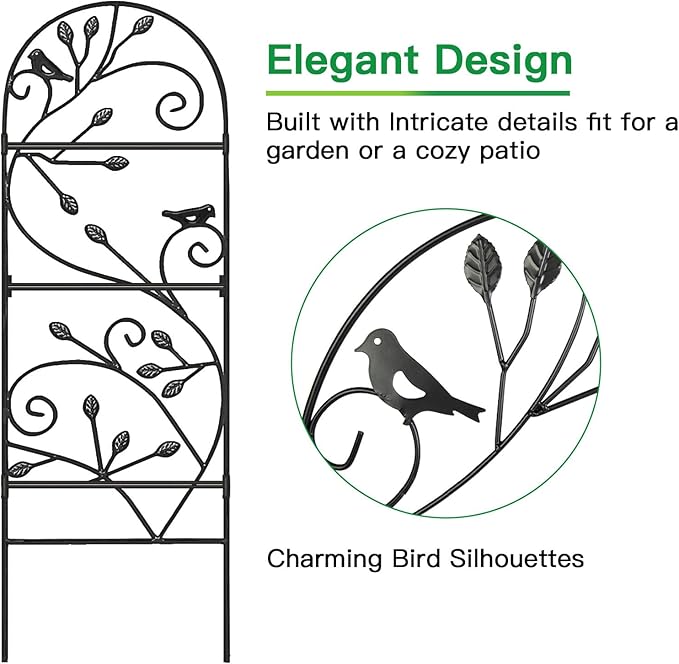 AMAGABELI 2 Pack Garden Trellis for Climbing Plants Outdoor Trellis 46" x 15" Climbing Rose Trellis Metal Trellis for Vines Flower Patio for Grape Cucumber Clematis Decorative Trellis Black