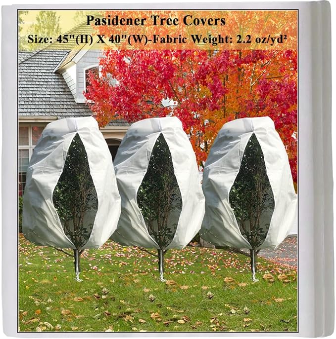 Plant Covers Freeze Protection 3 Packs 45" x40" 2.2oz Tree Covers Frost Plant Covers Freeze Cloth for Outdoor Plants with Zipper Drawstring