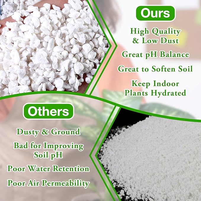Halatool Soil Amendment 2QT Perlite for Plants Gardening Indoor Natural Potting Soil Mix Additive for Holding Moisture Aeration Drainage