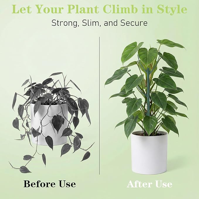 5 Pack Stackable Plant Support Stakes Stem Holder Plant Support Structures Pole Garden Cage Plant Stakes Accessories Climbing plant Sticks Monstera Potted Indoor Outdoor Houseplant with Garden Ties
