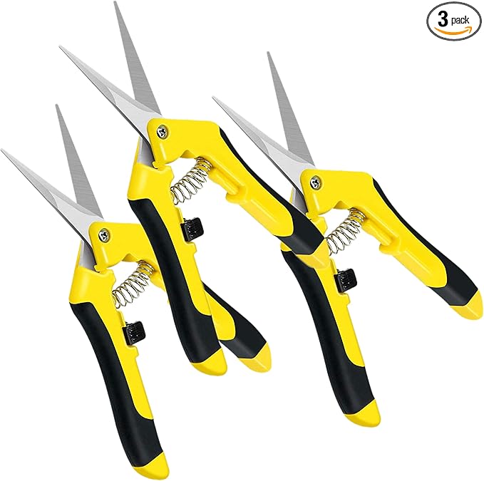 iPower 6.5 Inch Gardening Scissors Hand Pruner Pruning Shear for Gardening and Trimming, Heavy-Duty, Ultra Sharp Stainless Steel, Yellow, 3-Pack