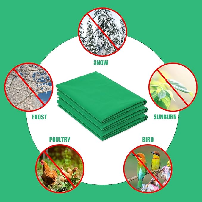 Plant Covers Freeze Protection, 4 Pack Frost Covers with Zipper Drawstring (31.5" x 47.3") Plant Protection Cover Bags for Outdoor Winter Frost Cold (Green) (78" W x 98" H(4 PCS), Green)