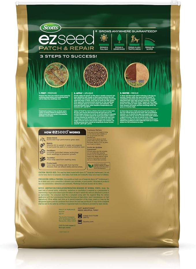Scotts EZ Seed Patch & Repair Sun and Shade Mulch, Grass Seed, and Fertilizer, 40 lbs. (2-Pack)