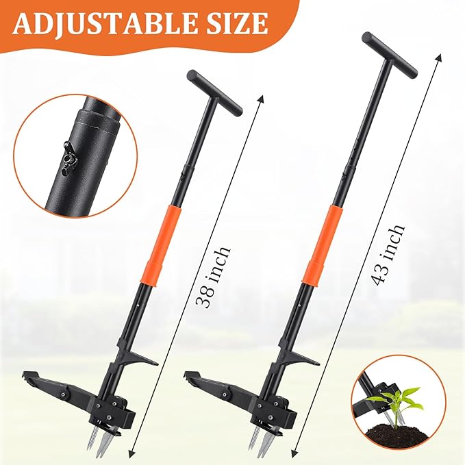 Weed Puller Tool with Long Handle, 43Inch Stand Up Weeder Hand Tool, Easily Remove Weeds Without Bending, Kneeling