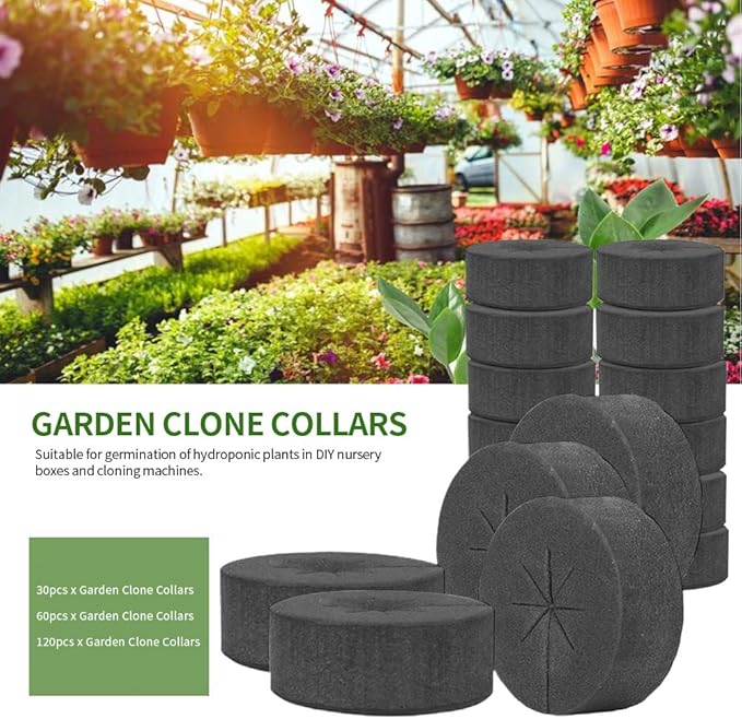 Cloning Collars Inserts, Garden Clone Collars Fits 2 Inch Net Cups, Hydroponics Systems Cloning Sponge DIY Foam Cloner Inserts for Plant(Size:30pcs)