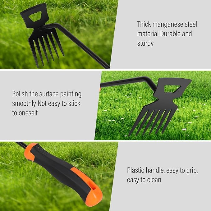 Weed Remover Tool,Garden Weeder Tool,New Manganese Steel Gardening Weeding Tools,for Hand Weeder for Vegetable Gardening Backyard Farm Planting & Uprooting Weeding Tool(Rubber Handle)