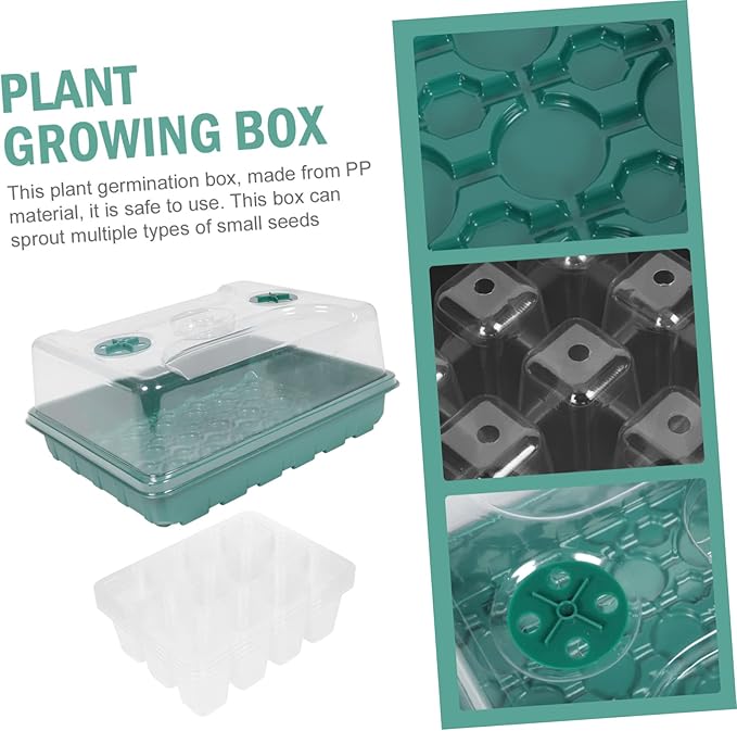 BESTonZON 1Set Plant Germination Box Durable Indoor Garden Propagating Trays with Design for Home Gardening Seed Starting Greenhouse Accessory