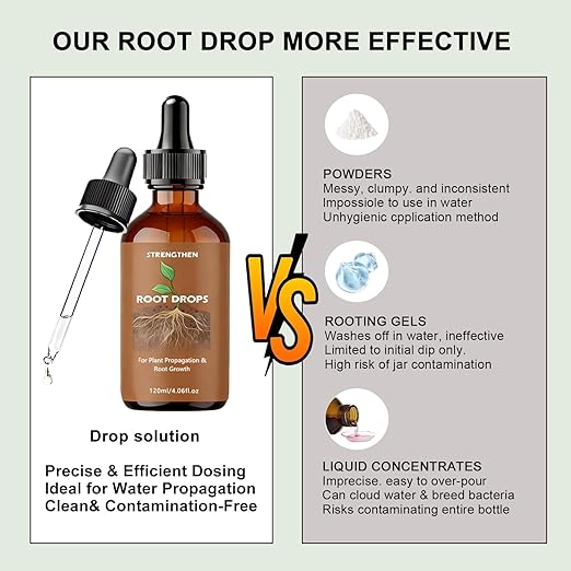 Root Drops,Liquid IBA Rooting Hormone for Cuttings,Rooting Vitamins Propagation Drops for Faster Roots &Less Shock Works in Water,Soil,LECA for All Indoor Houseplants Like Pothos,Monstera,Philodendron