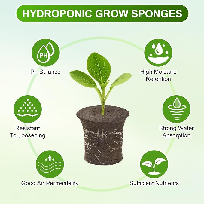 10-Pack Grow Sponges, 2.1x1.5x1.9 Inch Replacement Root Growth Sponges Seed Pods for Plant Rooting/Seed Germination/Hydroponic Gardens System Supplies, Starter Plug for Seeds