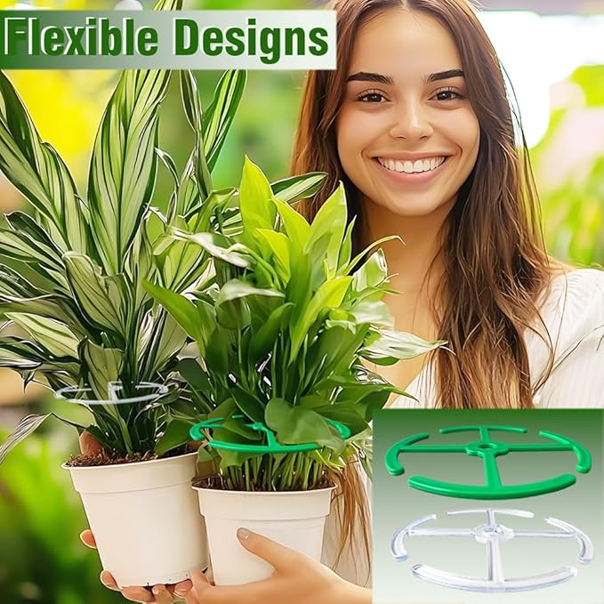 8 Pcs Plant Stem Support for Indoor Outdoor, Large 360-degree Different Sizes Monstera Support, Reusable Plastic Climbing Plant Stakes, Cages (Green)