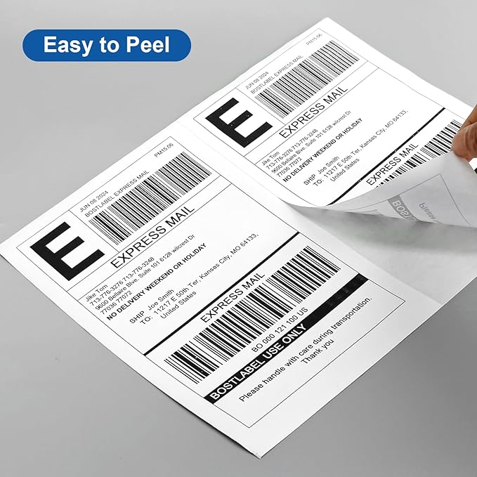 Bostlabel 8.5"x5.5" Half Sheet Shipping Labels for Laser & Inkjet Printers, 500 Sheets 1000 Pcs Half Page Labels, Self Adhesive Mailing Address Stickers