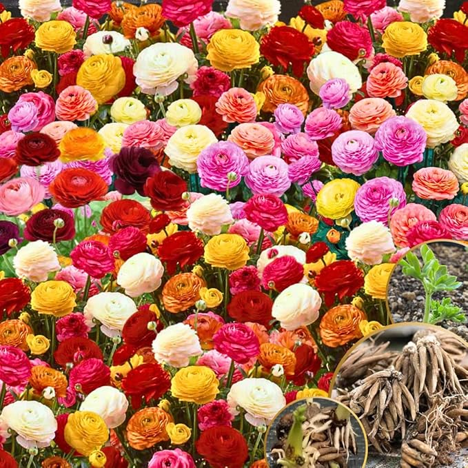 Pack 25 Ranunculus Bulbs for Planting, Mix Ranunculus Corms, Butterfly Ranunculus Flowers Bulbs to Grow, Peony Buttercup Ranunculus