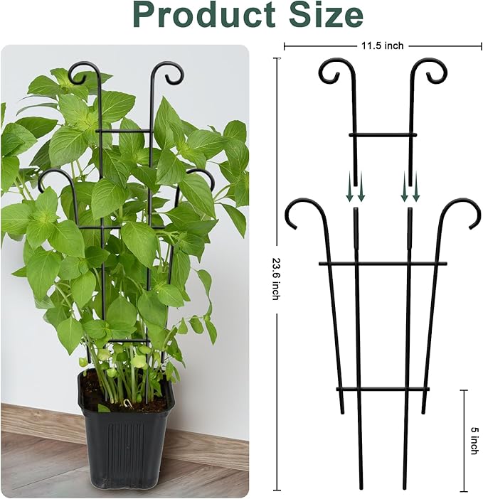Coomin 23in Taller Plant Trellis for Climbing Plants Indoor, Sturdy Houseplant Trellis for Potted Plants with Ties, Vine Plant Support for Monstera Pothos Ivy, Plant Decor, 4P