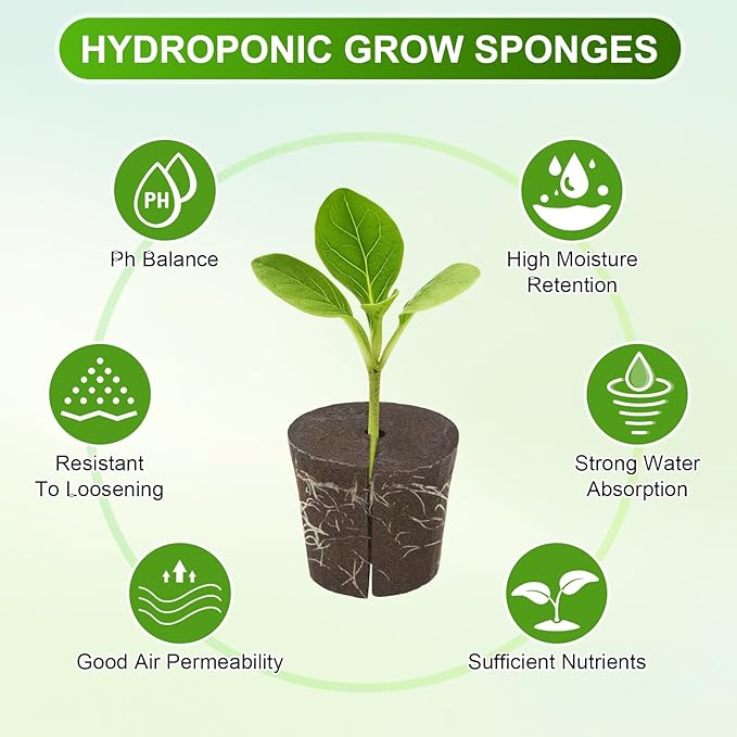 5-Pack Grow Sponges, 3.1x2.4x2.8 Inch Replacement Root Growth Sponges Seed Pods for Plant Rooting/Seed Germination/Hydroponic Gardens System Supplies, Starter Plug for Seeds