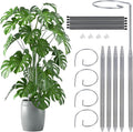 5 Pack Extendable Metal Plant Stakes, 7IN to 24.5IN Adjustable Monstera Plant Supports with Cable Tie Indoor Outdoor Plant Holder Sticks for Monstera Orchids Tomatoes Vines